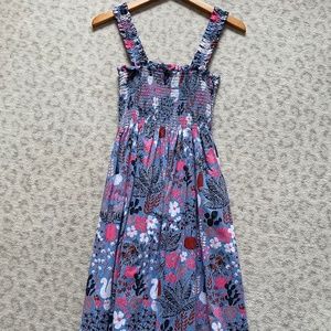 Kate Spade Garden Posy Smocked Midi Dress Cactus Cat Print